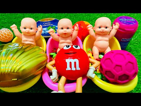 3 Super Sweet Candy Bath Dolls | ASMR Toy & Candy Surprise With M&M #323