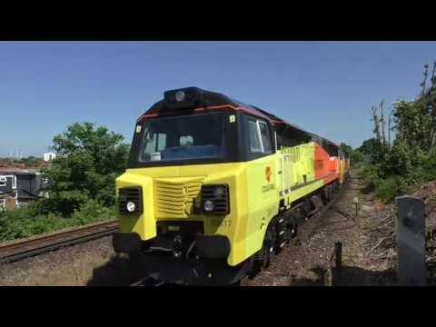 (HD) Brand new Colas Rail 70817 + 70805 slowly pass Hither Green - 24/5/17