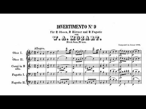 Mozart: Divertimento No. 9 in B-flat major, K. 240 (with Score)