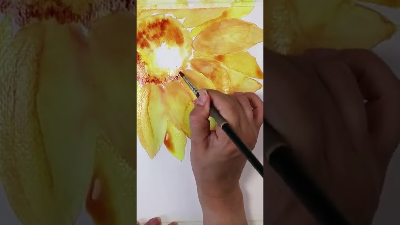 Learn to paint a sunflower in watercolor for free #shorts