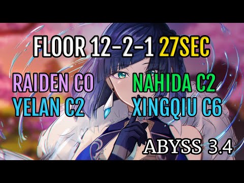 Floor 12-2-1 27 sec | Yelan C2 - Genshin Impact Abyss 3.4