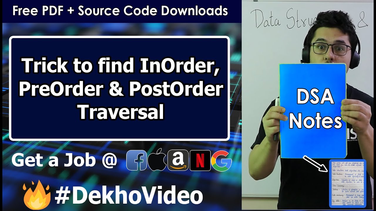 Video thumbnail for *Best* Trick To Find PreOrder, InOrder & PostOrder Traversal