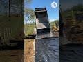 Dump Truck Spreads Gravel  #Shorts #DumpTruck #Construction #Landscaping
