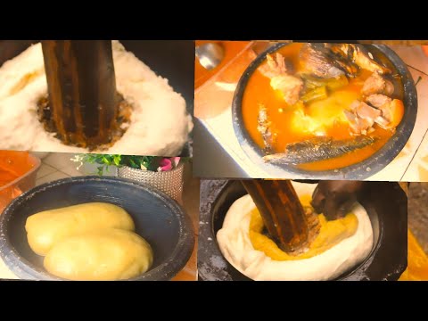 HOW TO MAKE GHANAIAN AUTHENTIC TRADITIONAL FUFU // MORTAR AND PESTLE (CASSAVA AND PLANTAIN)