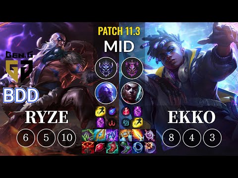 GEN Bdd Ryze vs Ekko Mid - KR Patch 11.3