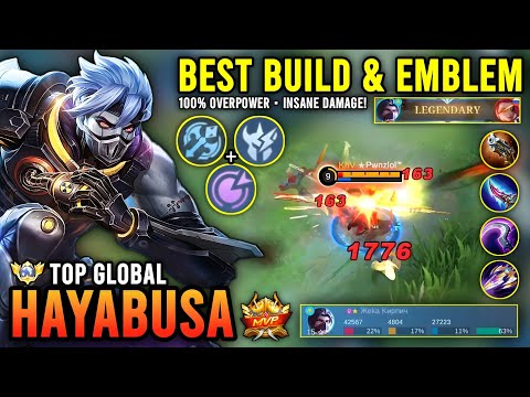 OVERPOWER!! HAYABUSA BEST BUILD & EMBLEM 2023 | TOP GLOBAL HAYABUSA GAMEPLAY - MOBILE LEGENDS