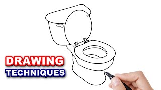 HOW TO DRAW A TOILET, easy drawing techniques