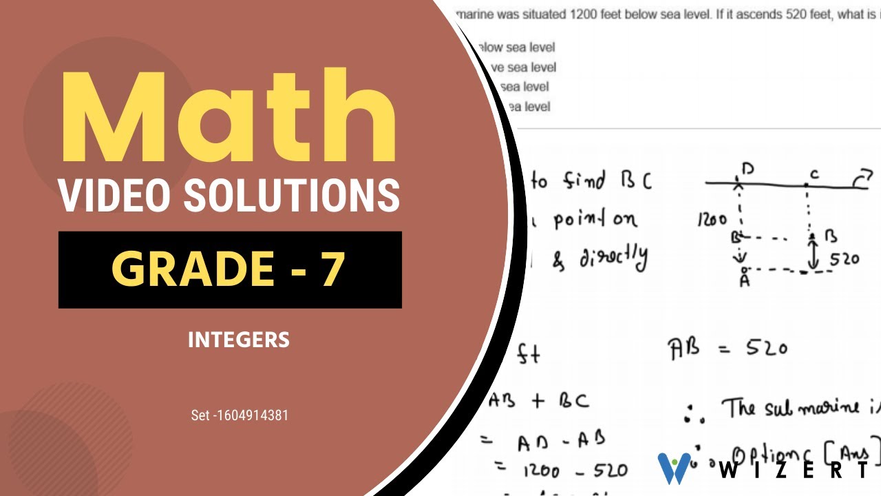 Grade 7 Mathematics Questions with Answers - Maths Integers questions for Grade 7  - Set 1604914381