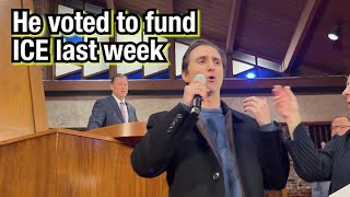 Disrupting a Congressman Suozzi who voted to fund ICE