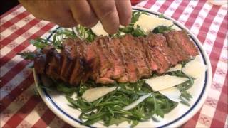 Tagliata di manzo con rucola e parmigiano (ben cotta)
