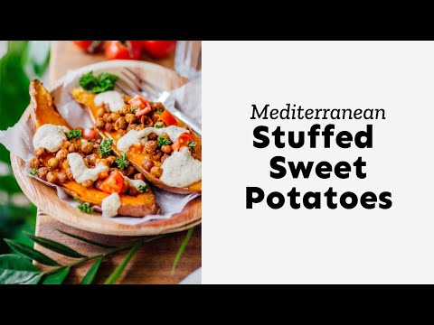 Mediterranean Stuffed Sweet Potatoes (A Vegan DREAM!)