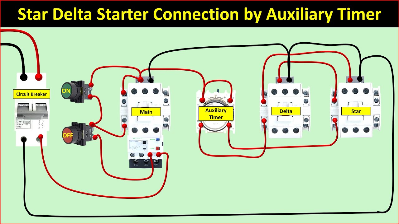 Auto Star Delta Starter Connection by Auxiliary Timer