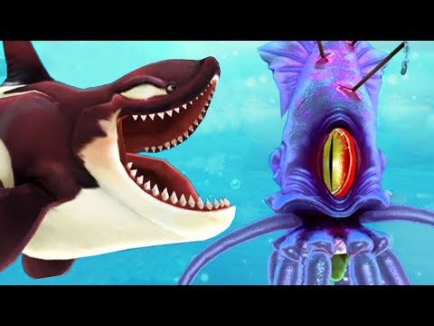 Hungry Shark World - Killer Whale vs COLOSSAL SQUID BOSS Battle New Event All Sharks Unlocked