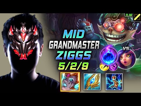 GrandMaster Ziggs MID vs Neeko - 천상계 미드 직스 템트리 룬 리안드리 유성 ジグス Зиггс 爆破鬼才 希格斯 - LOL KR 11.16