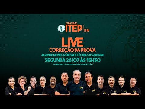 Banner de capa do material gratuito LIVE: CORREÇÃO DA PROVA DA ITEP/RN.