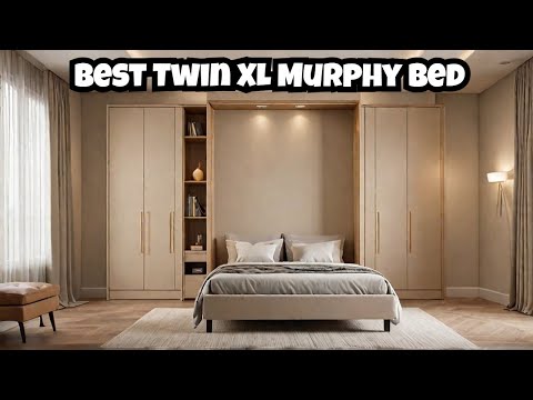 SOFTSEA Twin Size Horizontal Murphy Bed with Charging Station and Drawer, Wood Folding Hideaway Murphy Wall Bed, Wood video review thumbnail
