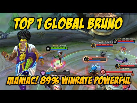 Maniac! 89% Winrate Bruno Powerful Damage Top 1 Global Bruno Mobile Legends
