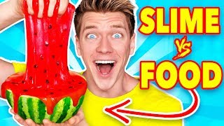 Making FOOD out of SLIME! Learn How To Make DIY Mystery Slime vs Real Edible Candy Challenge