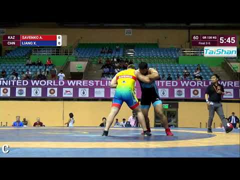 BRONZE GR - 130 kg: A. SAVENKO (KAZ) v. X. LIANG (CHN)