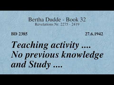 BD 2385 - TEACHING ACTIVITY .... NO PREVIOUS KNOWLEDGE AND STUDY ....