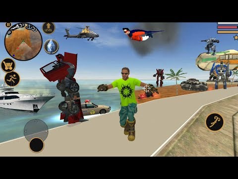 Vegas Crime Simulator (Vegas Hero Fight Red Auto Car Robot) 💪Vegas Hero Jump on Car Robot - HD