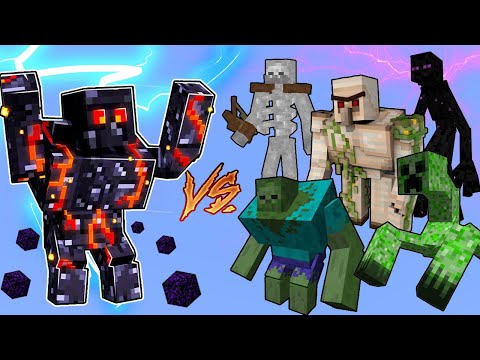 Obsidian Golem Vs. Mutant Monsters in Minecraft