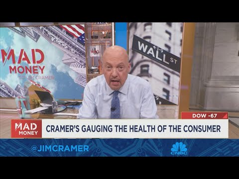 The market is reacting to every twist and turn of the consumer, says Jim Cramer