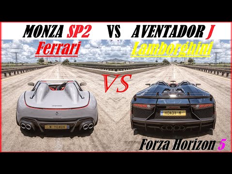 Lamborghini Aventador J vs Ferrari Monza SP2 Forza Horizon 5 | Top Speed and Acceleration Battle