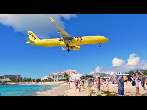 Dangerous St Maarten airport Maho Beach plane landings & jet blast Travel Vlog GoPro HD