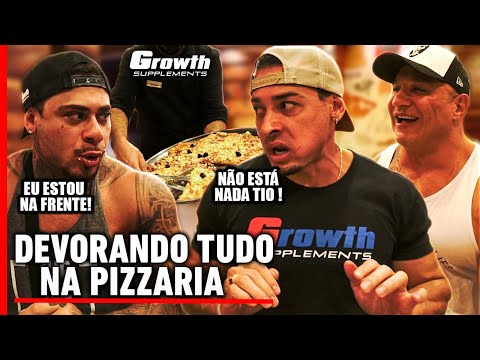 Giants destroying it after training at the pizzeria - Fabio Giga, Leo Stronda, and Felipe Franco