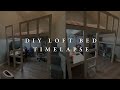 DIY Large Loft Bed Building Under $350 with Desk and Book Shelves | Time Lapse | Plus Build Plans