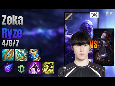 Zeka Mid Ryze vs Orianna lol KR solo rank Full Game 15.15 | 제카 라이즈 vs 오리아나