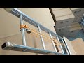 Simple DIY Hoist Ladder Lift with 3 Pulleys for Heavy Cardboard Boxes.