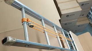 Simple DIY Hoist Ladder Lift with 3 Pulleys for Heavy Cardboard Boxes.