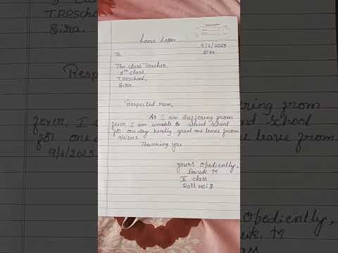 Easy to write one day leave letter #leaveletter #learning