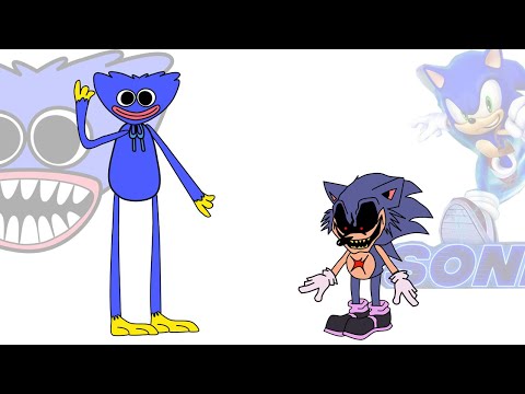 poppy playtime animation meme  - huggy wuggy & sonic.exe  - poppy monster - fnf animation meme