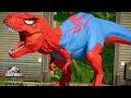 SPIDERMAN THE NEW TREX MOD VS VENOM, IRON MAN, HULK CAPTAIN AMERICA Super Hero Dinosaurs Fight