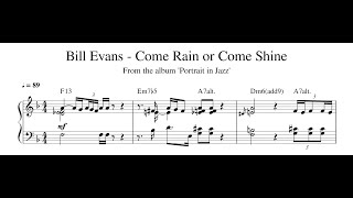 Bill Evans - Come Rain or Come Shine - Piano Transcription (Sheet Music in Description)