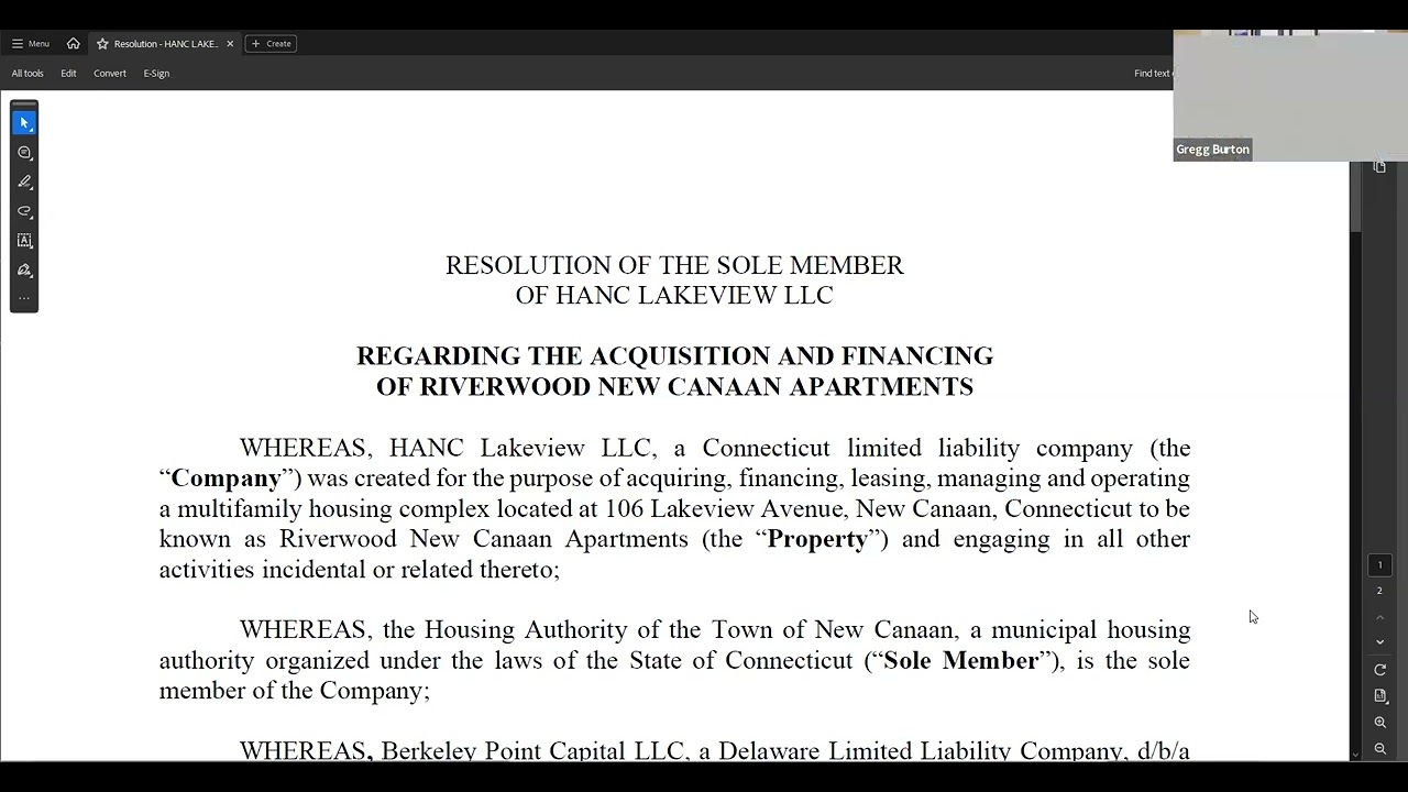 New Canaan Housing Authority Commission Meeting September 25, 2024
