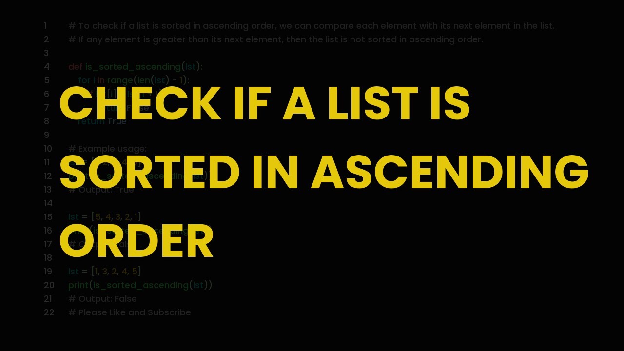 Check if a list is sorted in ascending order