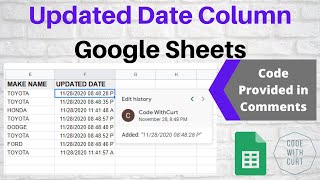 Create Google Sheets Updated Date Column