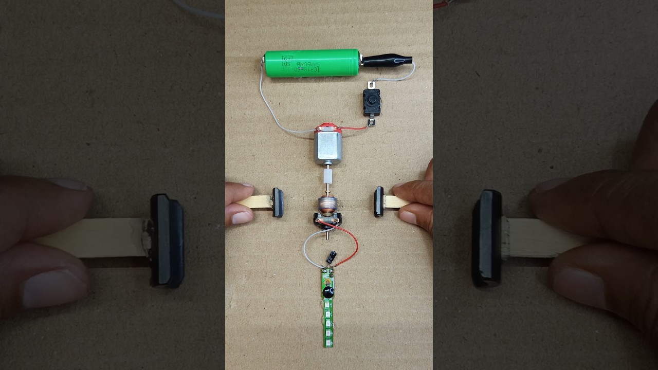 Magnetic Induction LED Test Using Dual DC Motors – DIY Generator Concept