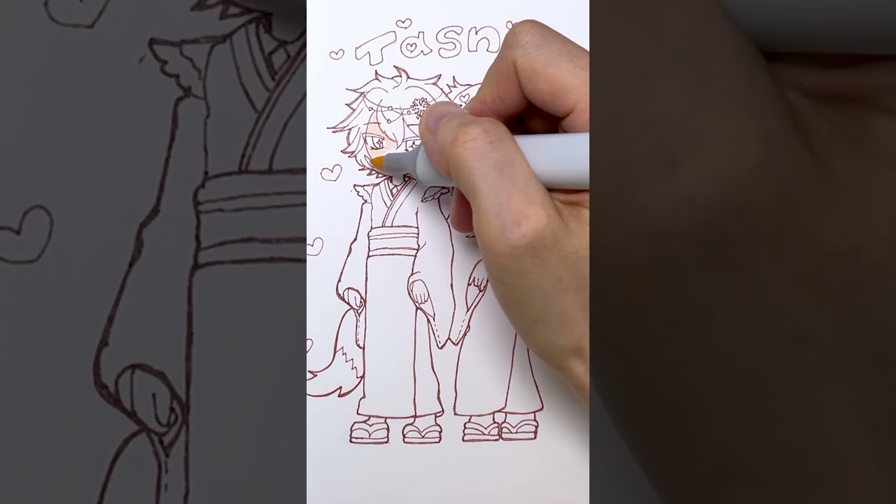 Drawing your OC !wearing traditional Japnaese Kimono /COPIC Markers