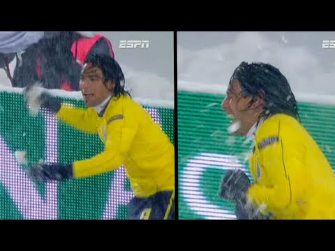 Falcao has a snowball fight after scoring hat-trick