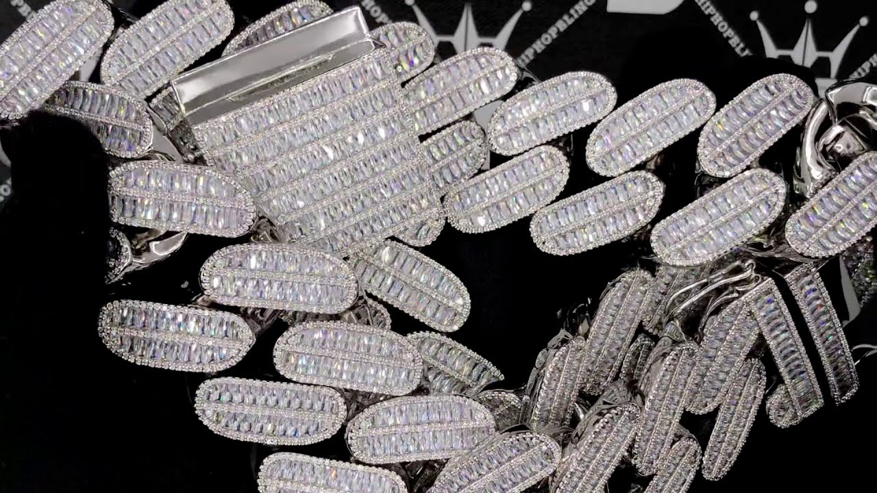 MASSIVE 40MM Baguette Cuban VVS Hip Hop Iced Out Chain | Huge Bling Bling Shine