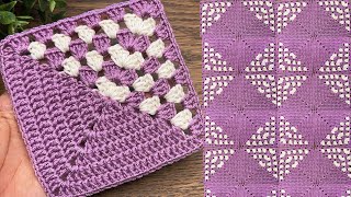 Easy&unique crochet granny square tutorial 🤩