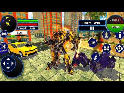 Drone Robot Bumblebee Car Transformation Battle City #2 - Android Gameplay