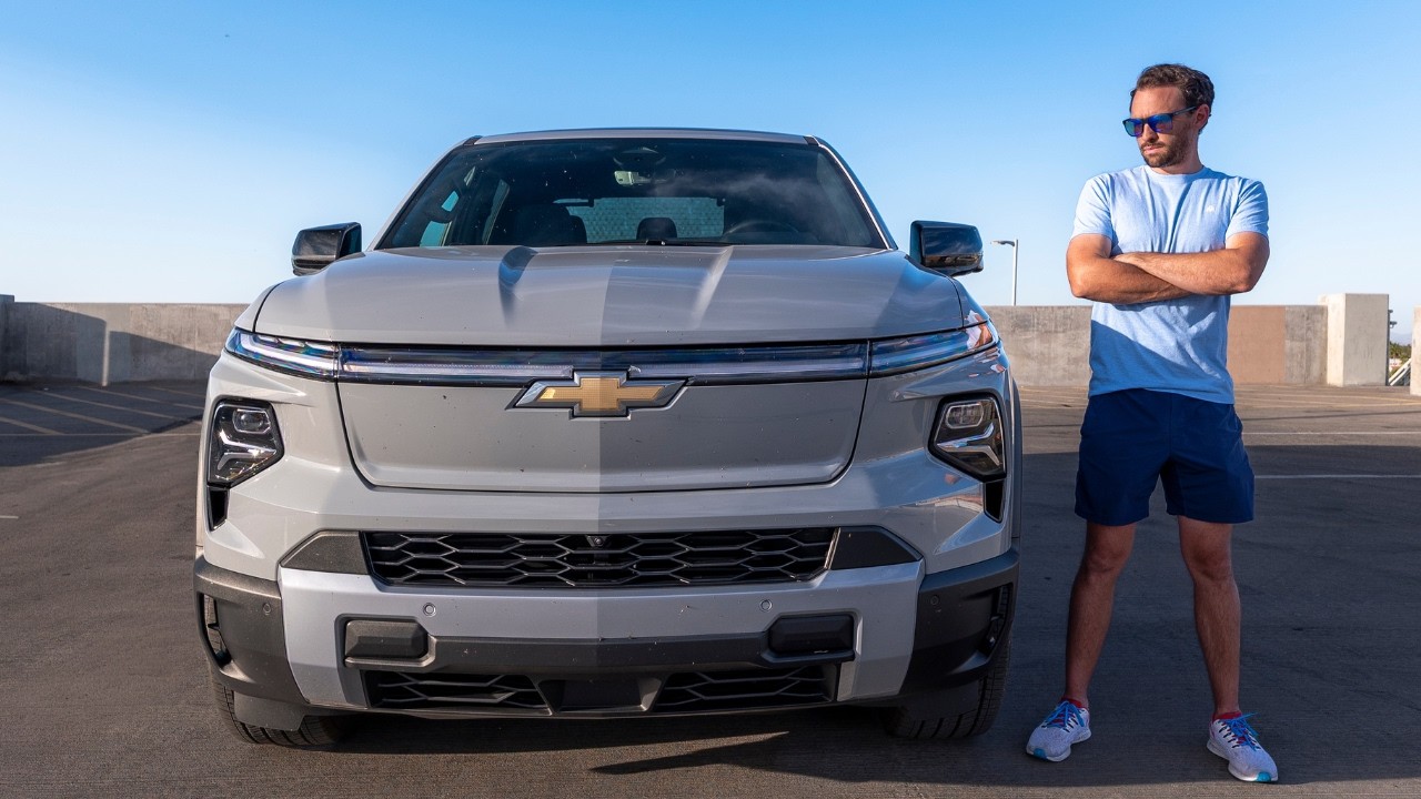 Chevrolet Silverado EV connected to a DC fast charger