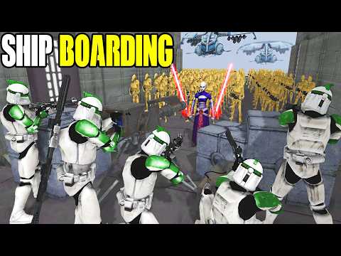 Largest Clone Wars SHIP BOARDING Defense vs 3,000 DROID INVASIONr! - Men of War: Star Wars Mod
