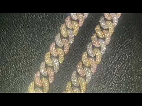 Iced Out Moissanite 3 Tones 20mm Cuban Link Chain